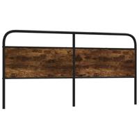 Hoofdbord 180 cm staal en bewerkt hout gerookt eikenkleurig - thumbnail