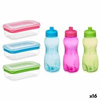 Picknickhouder met Fles Leknes Blauw Groen Roze Polyethyleen Polypropyleen (16 Stuks) - thumbnail