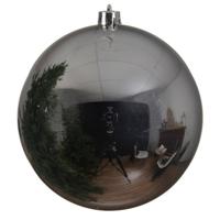 Decoris kerstbal Plastic zilver glans 14cm - thumbnail