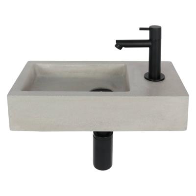 Differnz Jukon fonteinset beton lichtgrijs kraan recht mat zwart 38.5 x 18.5 x 9 cm