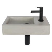 Differnz Jukon fonteinset beton lichtgrijs kraan recht mat zwart 38.5 x 18.5 x 9 cm - thumbnail