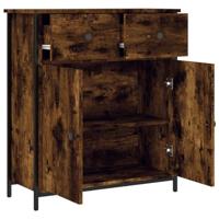 Dressoir 70x30x80 cm bewerkt hout gerookt eikenkleurig - thumbnail