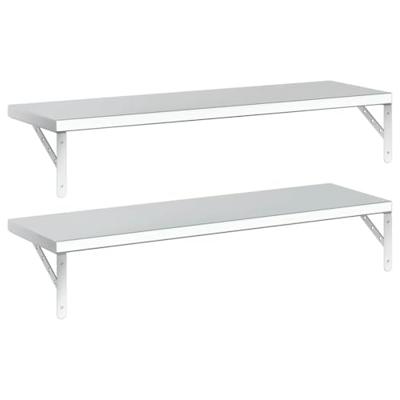 Wandschappen 2 st 100x30 cm roestvrijstaal zilverkleurig