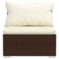 5-delige Loungeset met kussens poly rattan bruin - thumbnail