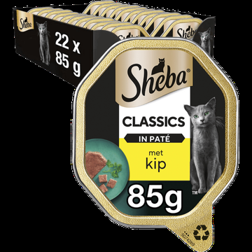 Sheba Kattenvoer Classic Adult Natvoer Kip kuipje 22 x 85 g bij Jumbo