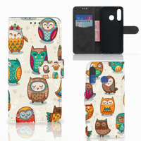 Huawei P30 Lite (2020) | Telefoonhoesje | Met pasjeshouder | Vrolijke Uilen - thumbnail