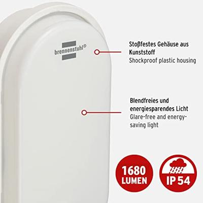 Brennenstuhl Ovale LED-lamp | OL 1650 P | met infrarood bewegingsmelder | 1680lm | wit | IP54 1270780901 - thumbnail