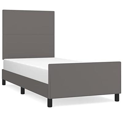 Bedframe met hoofdbord kunstleer grijs 100x200 cm Bedframe met hoofdbord kunstleer grijs 100x200 cm