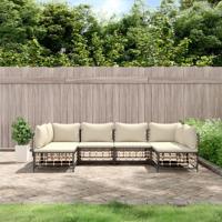 6-delige Loungeset met kussens poly rattan antracietkleurig - thumbnail