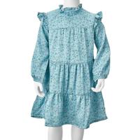 Kinderjurk met lange mouwen 140 blauw - thumbnail