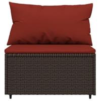 3-delige Loungeset met kussens poly rattan bruin - thumbnail