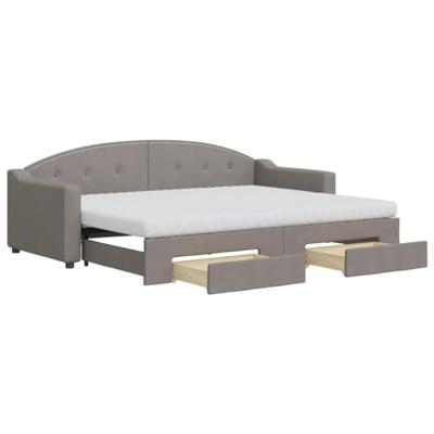 Slaapbank met onderschuifbed en lades 80x200 cm stof taupe