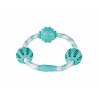 TRIXIE DENTA FUN KOORDRING MET NATUURRUBBER BALLEN MET MUNTSMAAK 20X20X20CM 3 ST - thumbnail