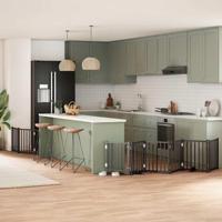 Hondenhek inklapbaar 9 panelen 450 cm populierenhout zwart - thumbnail