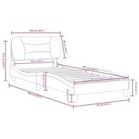 Bedframe met hoofdbord kunstleer wit 90x190 cm - thumbnail