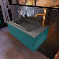 Badkamermeubelset Mondiaz Erin 80 cm met 1 Lade met RIDGE Wastafel Midden Dark grey met 1 kraangat Greeploos Mat Smag - thumbnail