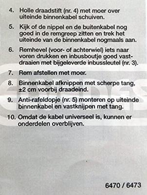 Elvedes 6473 rvs binnenkabel trommelrem ton/peer met stelbout op kaart