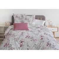 Dekbedovertrekset 220x240 cm HOME LINGE PASSION POMPADOUR: Dekbedovertrek + 2 kussenslopen - 100% Katoen 57 Draden - Wit/roze - thumbnail