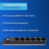 REV 0014640500 Stekkerdoos met schakelaar 6-voudig Zwart Randaarde stekker 1 stuk(s) - thumbnail