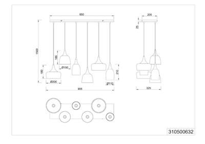 Hanglamp Chiraz mat zwart Excl. 6x E27 4,9W - thumbnail