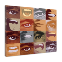 Schilderij - patroon van menselijke monden en ogen, een echte eycatcher aan de muur - thumbnail