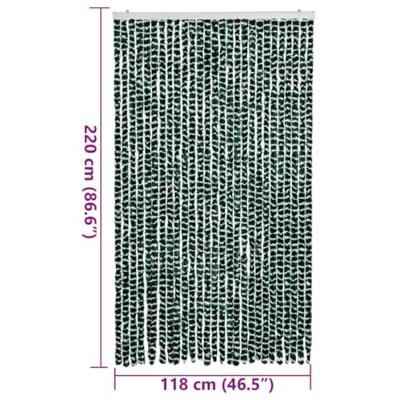 Vliegengordijn 118x220 cm chenille groen en wit - thumbnail