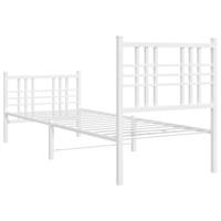 Bedframe met hoofd- en voeteneinde metaal wit 75x190 cm - thumbnail