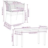 5-delige Tuinset met kussens poly rattan glas bruin - thumbnail