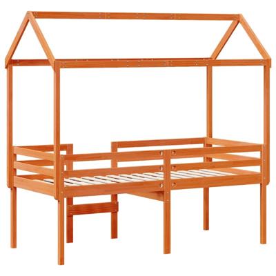 Hoogslaper met bedhuis massief grenenhout wasbruin 80x200 cm