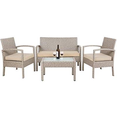 Polyrattan Tuinzitgroep 4-delig. Creme Polyrattan Tuinzitgroep 4-delig. Creme