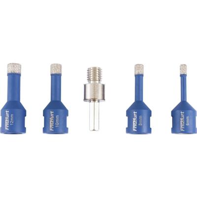 FRITZFURT 1191-3142 Diamantboorset 5-delig 6 mm, 8 mm, 10 mm, 12 mm Gezamenlijke lengte 140 mm 1 set(s)