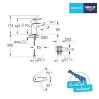 Badkamerkraan - GROHE Start Edge - 23898001 - Maat S - Zonder afvoergreep - Chroom - thumbnail