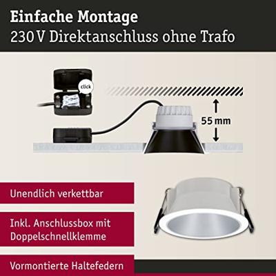 Paulmann 93410 Cole Coin Inbouwlamp Set van 3 stuks LED 6 W Wit, Zilver Paulmann 93410 Cole Coin Inbouwlamp Set van 3 stuks LED 6 W Wit, Zilver