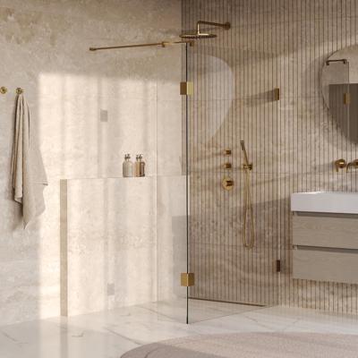 Brauer Void - Inloopdouche - Helder Glas - 120 x 200 cm - met Zijwand 30 cm - incl. Glascoating - PVD Goud Geborsteld
