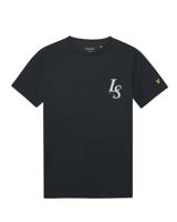 Lyle & Scott zomer t-shirt jongens - Navy blauw - Monogram print - thumbnail