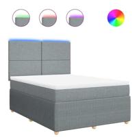 Boxspring met matras stof lichtgrijs 140x190 cm - thumbnail