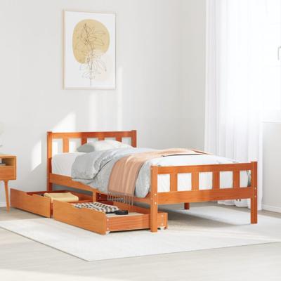 Bedframe zonder matras massief grenenhout wasbruin 150x200 cm