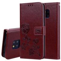 Rose reliëf horizontale Flip PU lederen draagtas voor Huawei mate 20 Pro met houder & kaartsleuven & portemonnee (bruin) - thumbnail