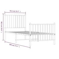 Bedframe met hoofd- en voeteneinde metaal wit 75x190 cm - thumbnail