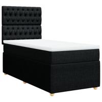 Boxspring met matras stof zwart 200x200 cm - thumbnail