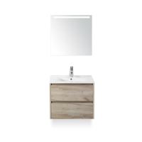 Dante Badmeubelset 60 cm - Craft Oak - Keramische Wastafel Wit Enjoy - met Sence Spiegel - thumbnail