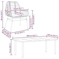 7-delige Tuinset met kussens poly rattan glas zwart - thumbnail