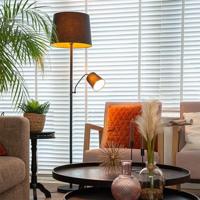 QAZQA Smart vloerlamp zwart met goud incl. Wifi A60 en E14 - Retro - thumbnail