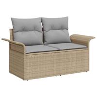 Tuinbankenset met kussen 9 pcs Beige poly rattan - thumbnail