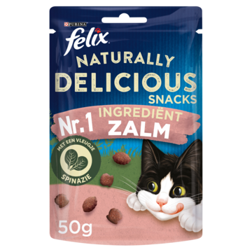 Felix Naturally Delicious met zalm kattensnoep 4 x 50 g