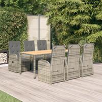 7-delige Tuinset met kussens poly rattan grijs - thumbnail