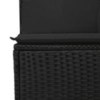 5-delige Loungeset met kussens poly rattan zwart - thumbnail