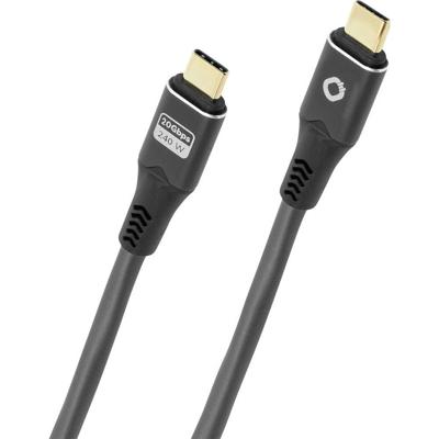 Oehlbach D1C9370 USB-C-kabel USB-C stekker 3 m Antraciet Afscherming gevlochten, 8K UHD