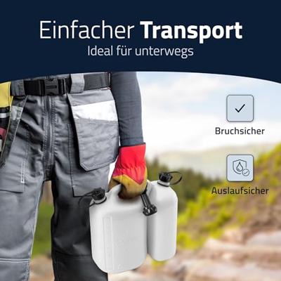 Hunersdorff Dubbele jerrycan voor brandstof | inhoud 5,5 + 3 l | natuur HDPe | L316xB145xH312mm | 1 stuk - 824900 824900 - thumbnail