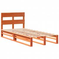 Bedframe zonder matras massief grenenhout wasbruin 200x200 cm - thumbnail